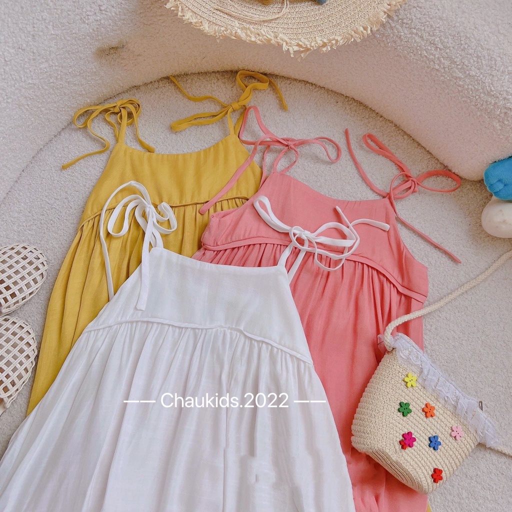 Váy 2 dây bé gái, váy maxi 3 màu dây điều chỉnh được cho bé