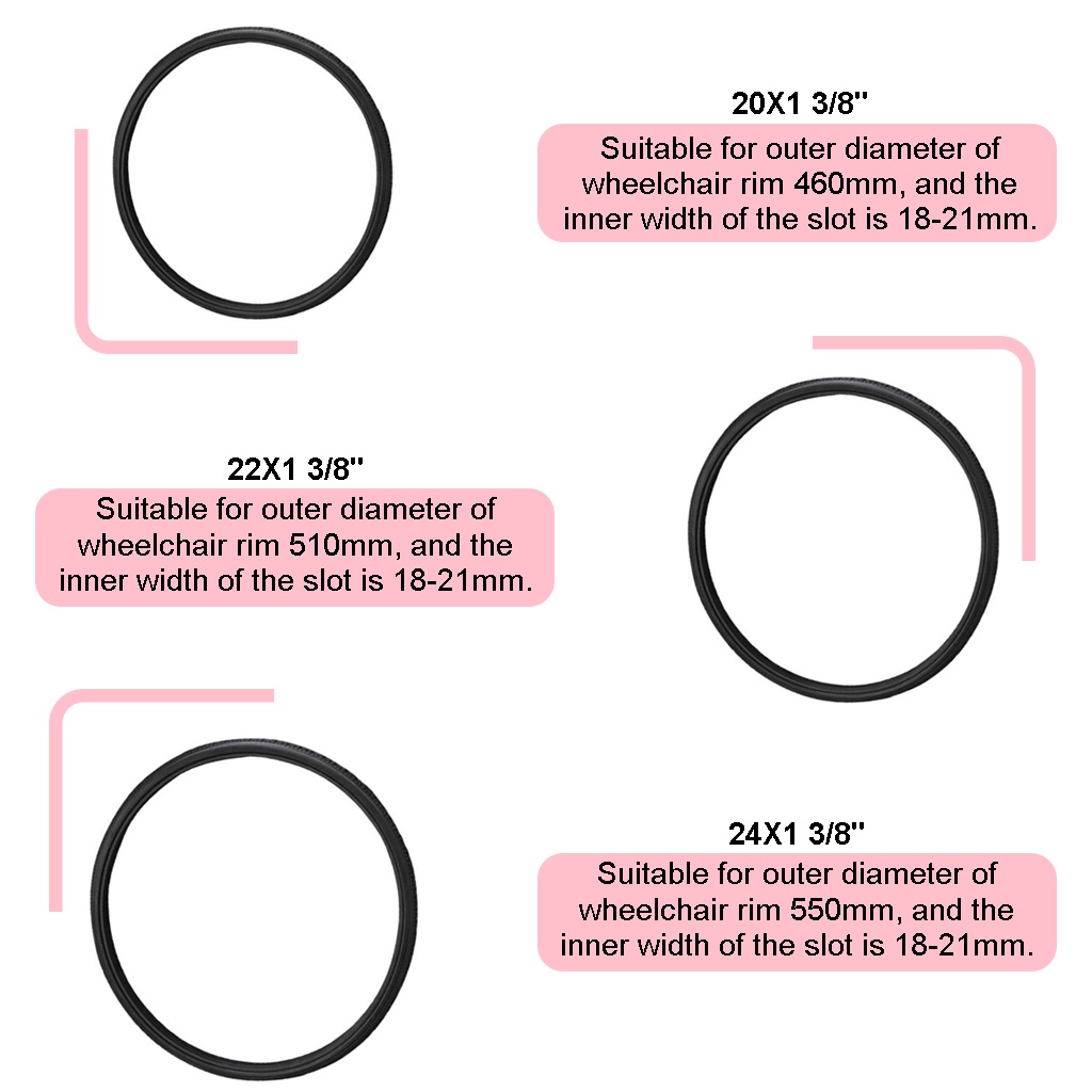 Lốp xe lăn 20 22 24 kích thước 3/8 inch 22 inch chất lượng cao tùy chọn