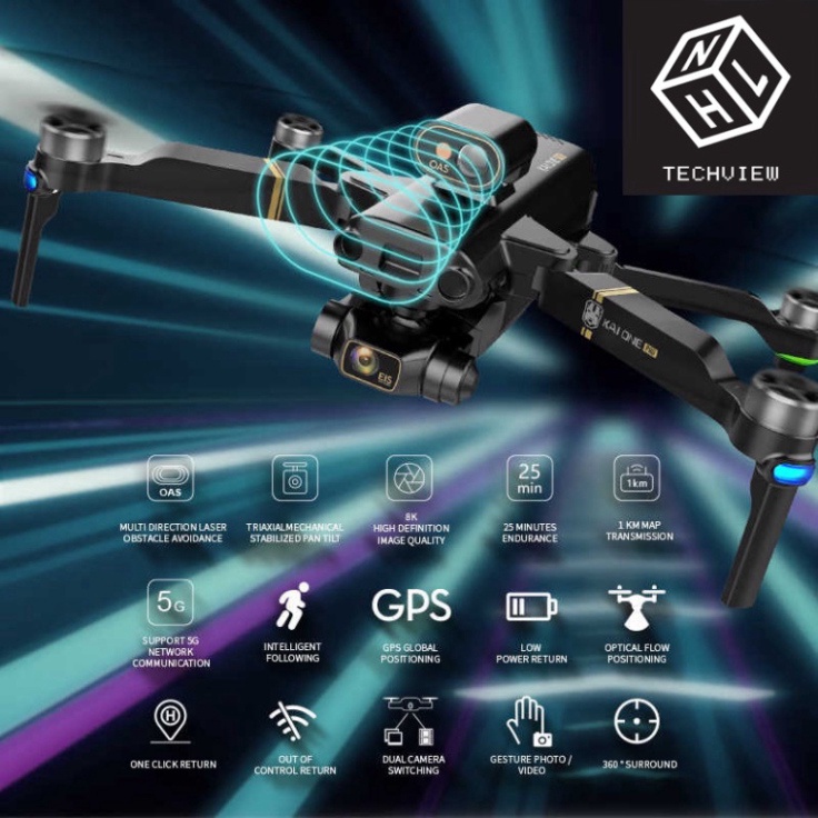 ⚡𝐅𝐑𝐄𝐄 𝐒𝐇𝐈𝐏⚡Tặng kèm balo. Flycam Giá Rẻ YLRC KAI ONE MAX 8K Camera 3 Trục Gimbal, Động Cơ Không Chổi Than Bay 25