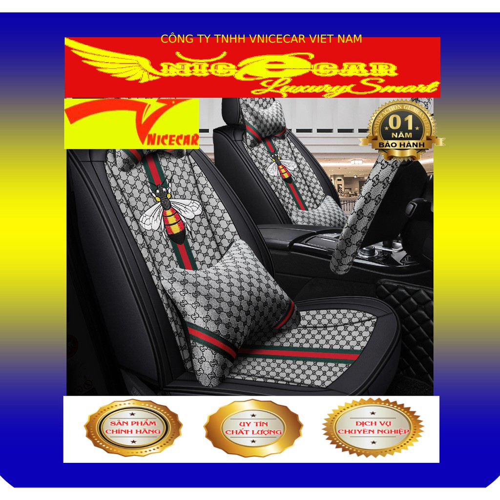Áo ghế gucci nổi bật chú ong vàng cho nội thất ô tô của bạn-Áo ghế đủ bộ cả bọc vô lăng ô tô
