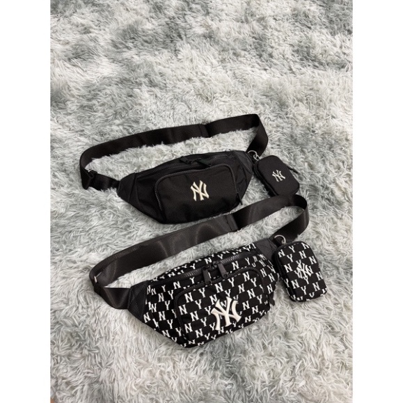 | ẢNH THẬT | Túi bao tử nam nữ  M L B B438 MONOGRAM WAIST BAG BLACK KÈM TÚI NHỎ