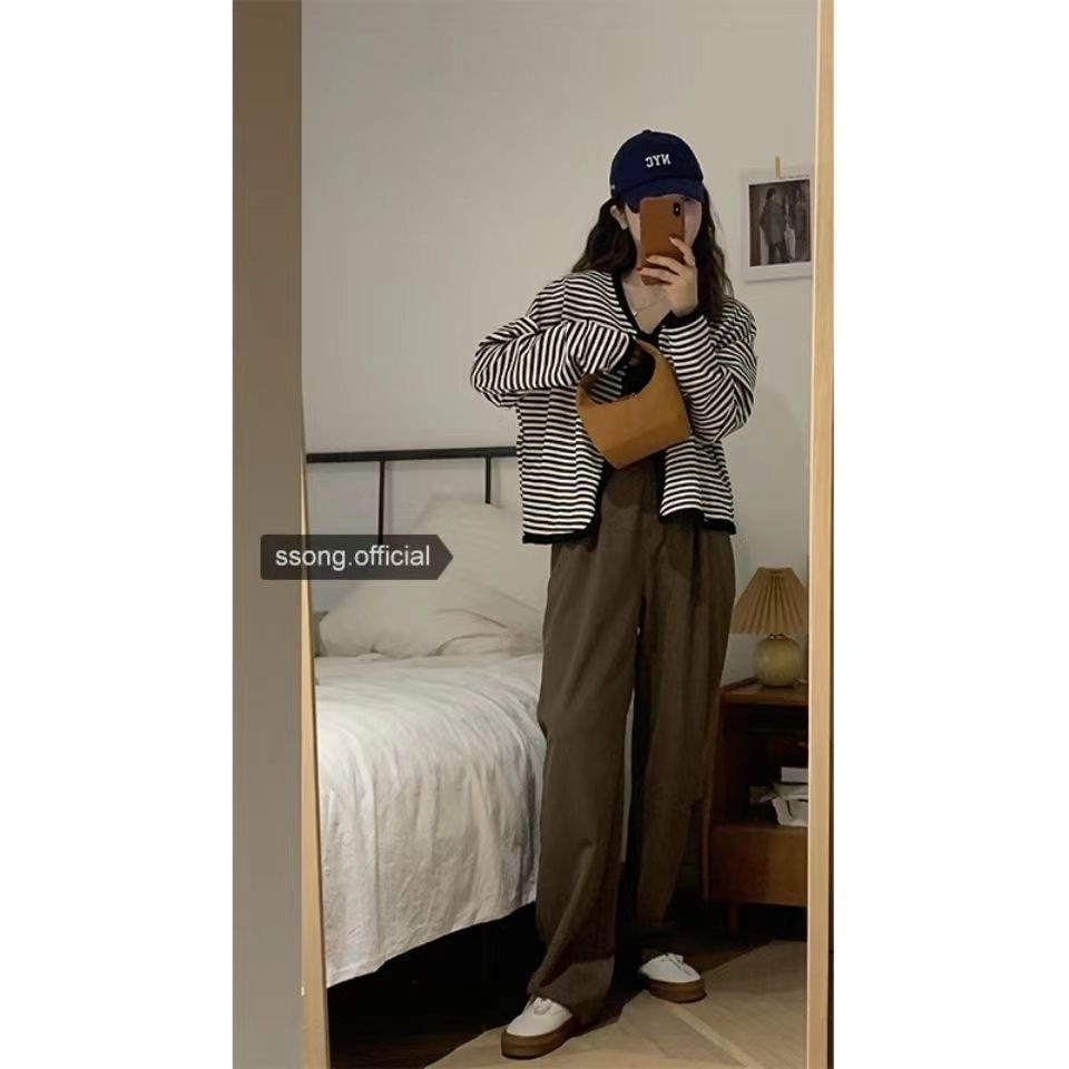 Áo khoác kẻ sọc phong cách Hàn Quốc xinh xắn thời trang cho nữ