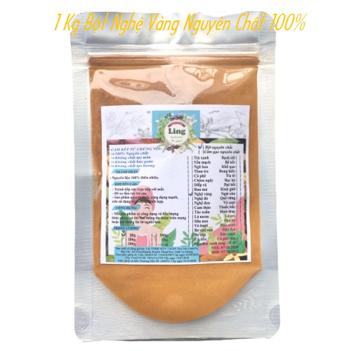 Bột Nghệ vàng 1 Kg có giấy VSATTP và ĐKKD nguyên chất thiên nhiên 100% dùng để đắp mặt đa công dụng