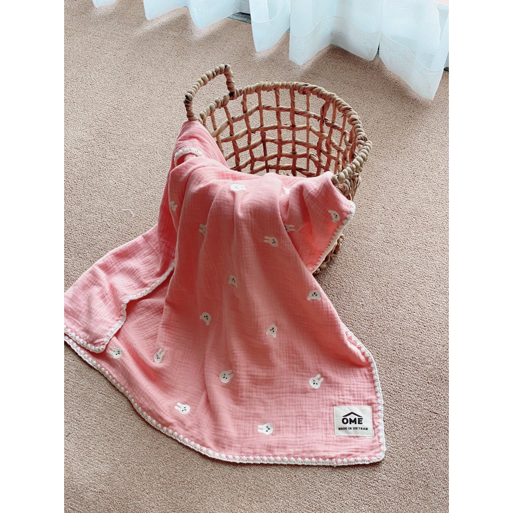 Set chăn gối vải xô muslin viền sò phong cách Hàn Quốc  OME