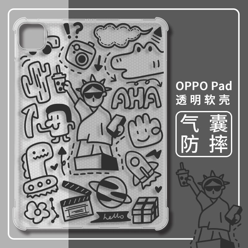 Phù Hợp Ốp Máy Tính Bảng Silicon Mềm Họa Tiết Graffiti Có Túi Khí Bảo Vệ Bốn Góc Cho Oppo Ipad Air 11 Inch