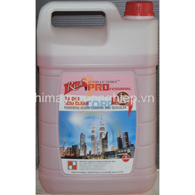 Dung dịch tẩy rửa đa năng vết ố vàng, kết tủa, đường ron, xi măng,gỉ sét.,...  Acid Clean Rich Pro R8-200