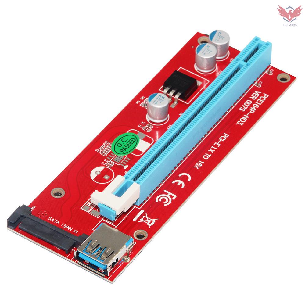 VER007S 0.6M PCI-E 1X to 16X Riser Card Extender PCI Express Adapter USB 3.0 Cable 15Pin Professional SATA Power Supply for Bitcoin Mining Miner Machine Red