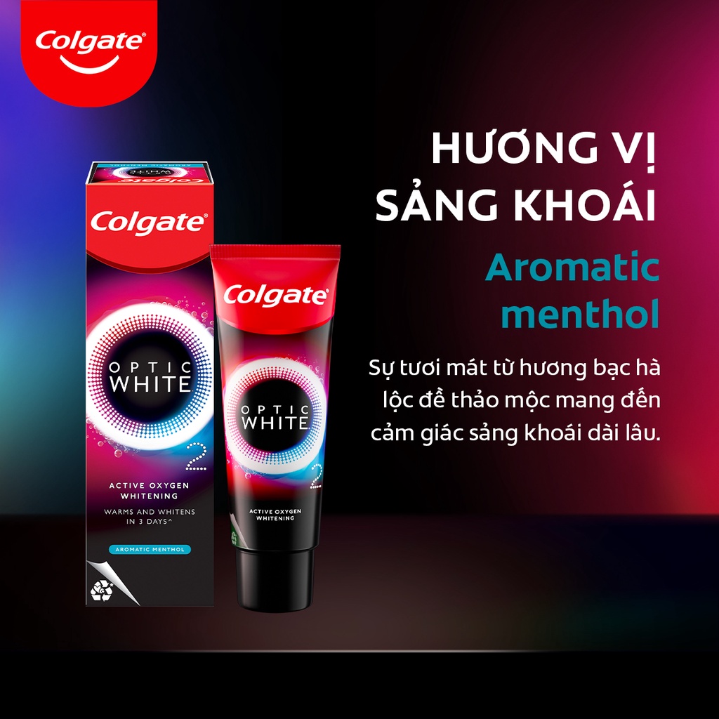 Bộ 2 Kem Đánh Răng Colgate Optic White O2 Oxy Hoạt Tính trắng răng 3 ngày 85g