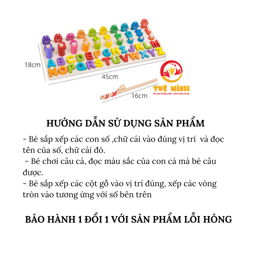 Bộ Đồ Chơi Giáo Cụ Montessori Cột Tính Số Và Chữ Cái Tiếng Anh Kết Hợp Câu Cá Nam Châm