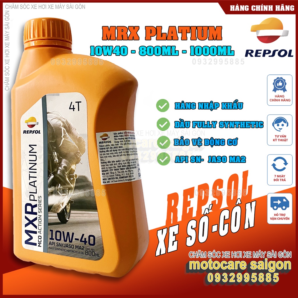 Nhớt Repsol MXR Platium 10W40 dành cho xe số côn tay