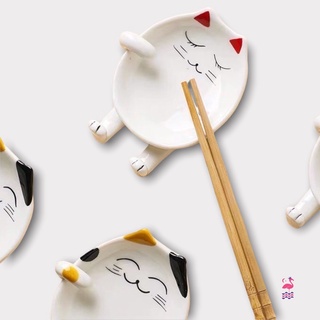 Kê Đũa Sứ Thìa Hình Mèo Ấm Gift Decor Gốm Sứ Nhật Bản Hình Mèo - Để Được Nắp Vung Muỗng To Dài 7cm