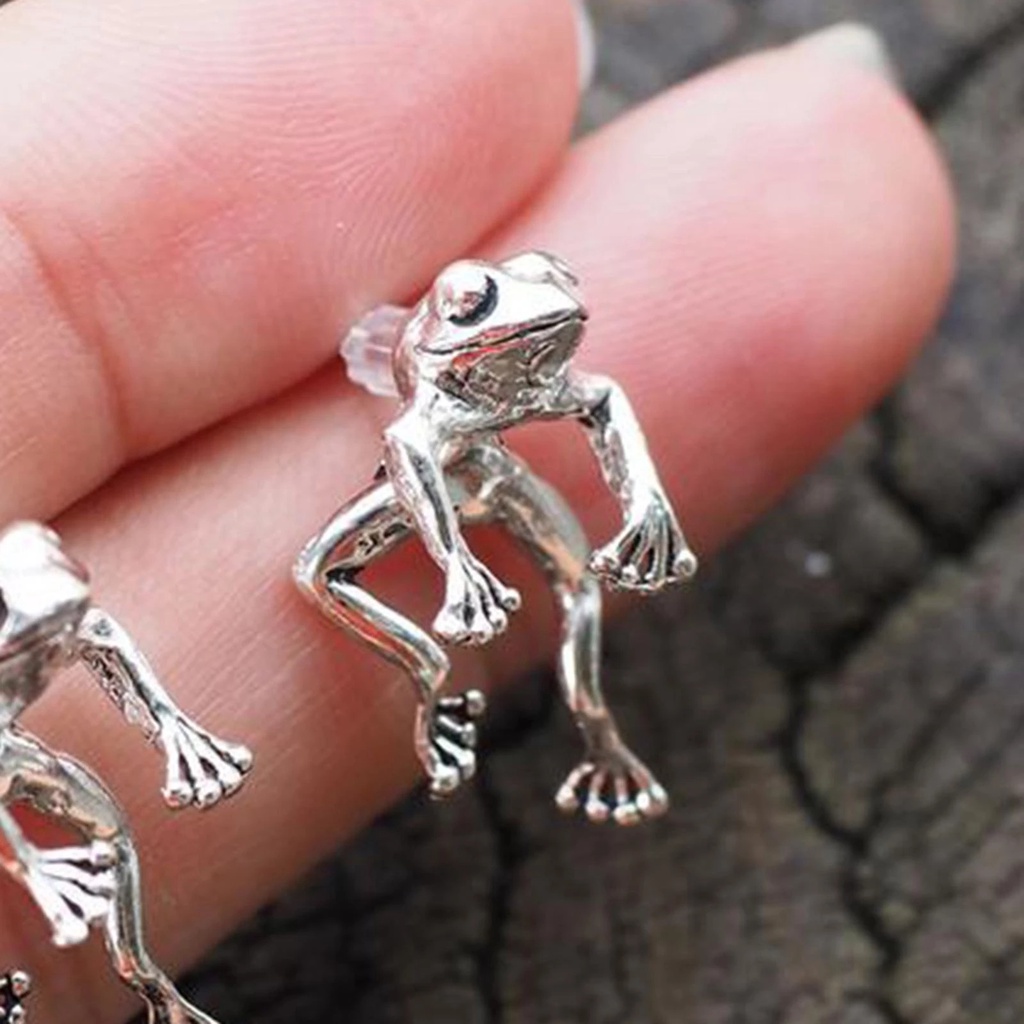 1 Đôi Khuyên Tai Bạc Hình Ếch Dễ Thương