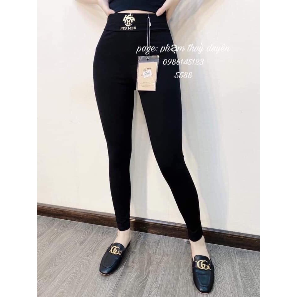 Quần legging thêu chữ cạp quần