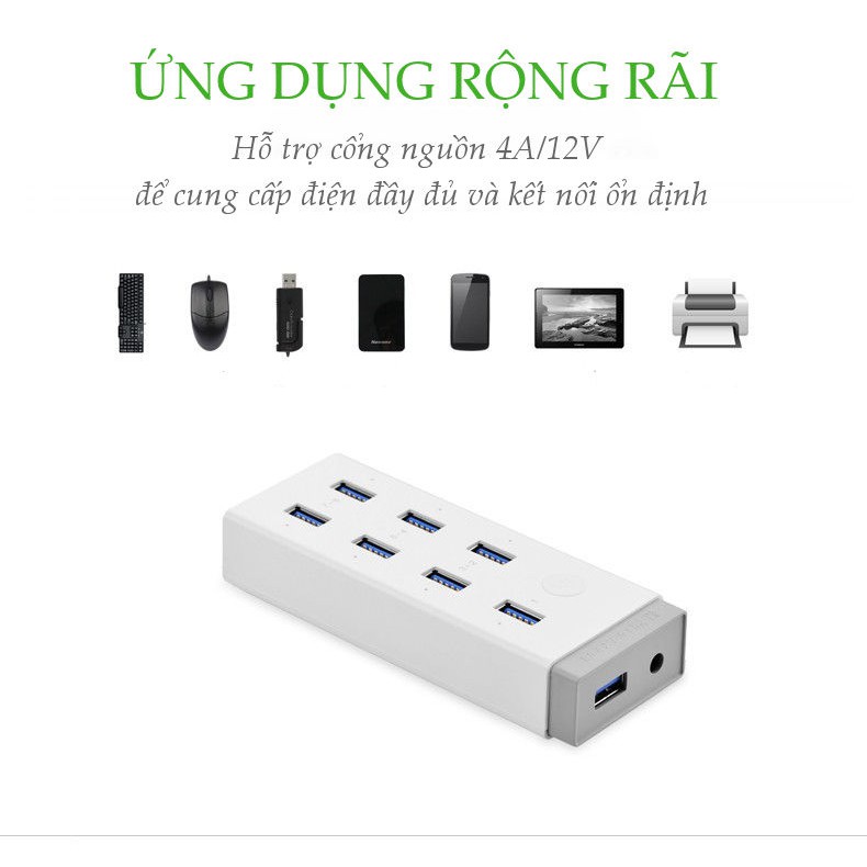 Bộ chia USB 3.0 7 cổng ugreen 20296 nguồn 12V/5A