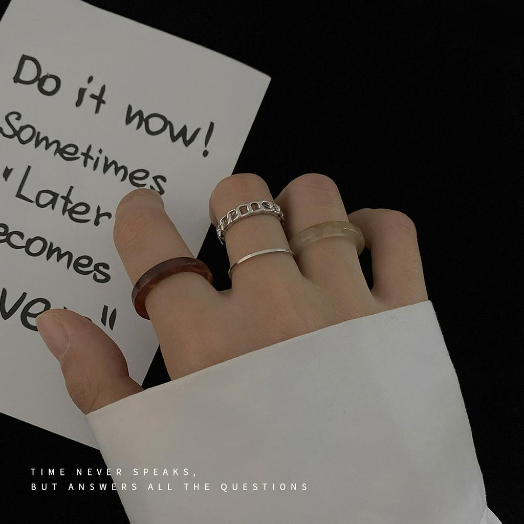 Bộ Nhẫn Nhựa Resin Đơn Giản Thời Trang Cá Tính