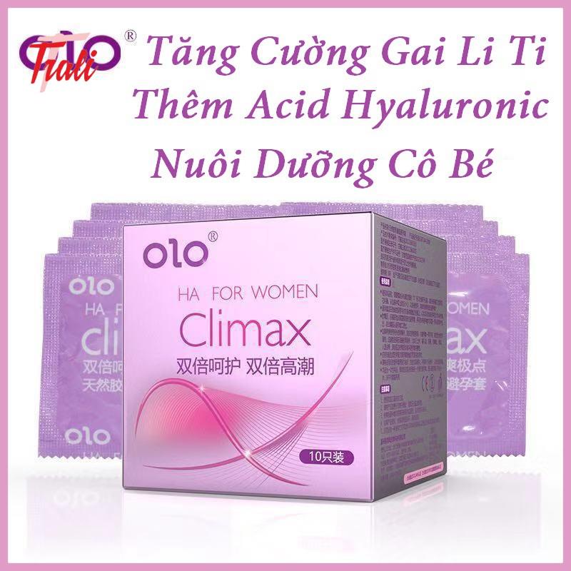 Bao cao su OLO Climax CỰC NHIỀU GAI BI, GIẢM KHÔ HẠN, NUÔI DƯỠNG SÂU CÔ BÉ hộp 10 bao