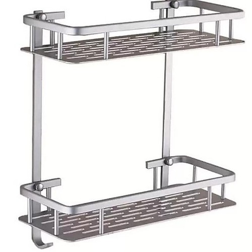 Kệ nhôm 2 tầng nhà tắm Kệ inox nhà tắm chữ nhật 2 tầng hợp kim nhôm