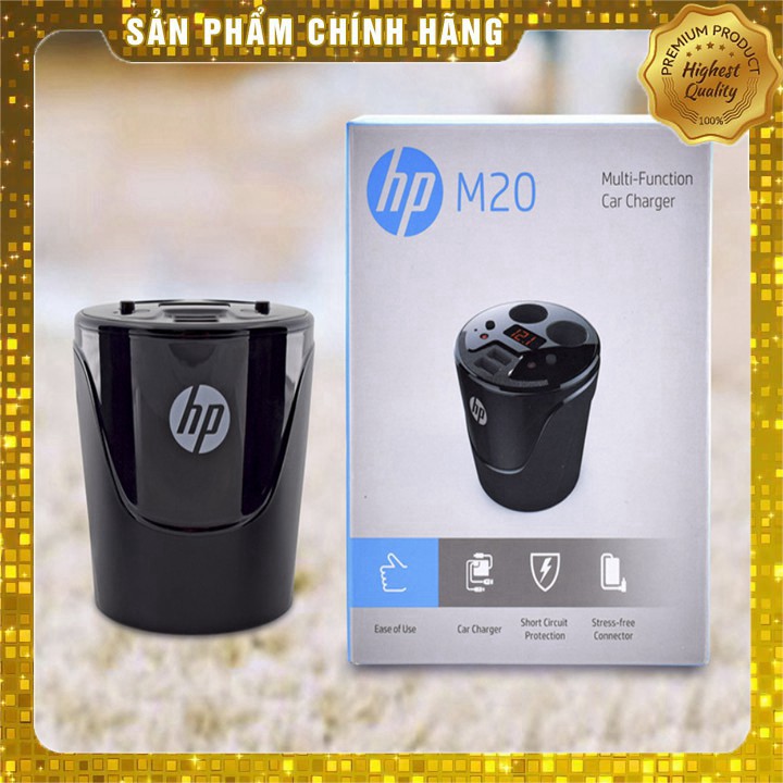 Bộ chia tẩu cốc cao cấp trên ô tô, xe hơi nhãn hiệu HP -M20 (Màu đen)- Bảo hành 12 tháng  AD