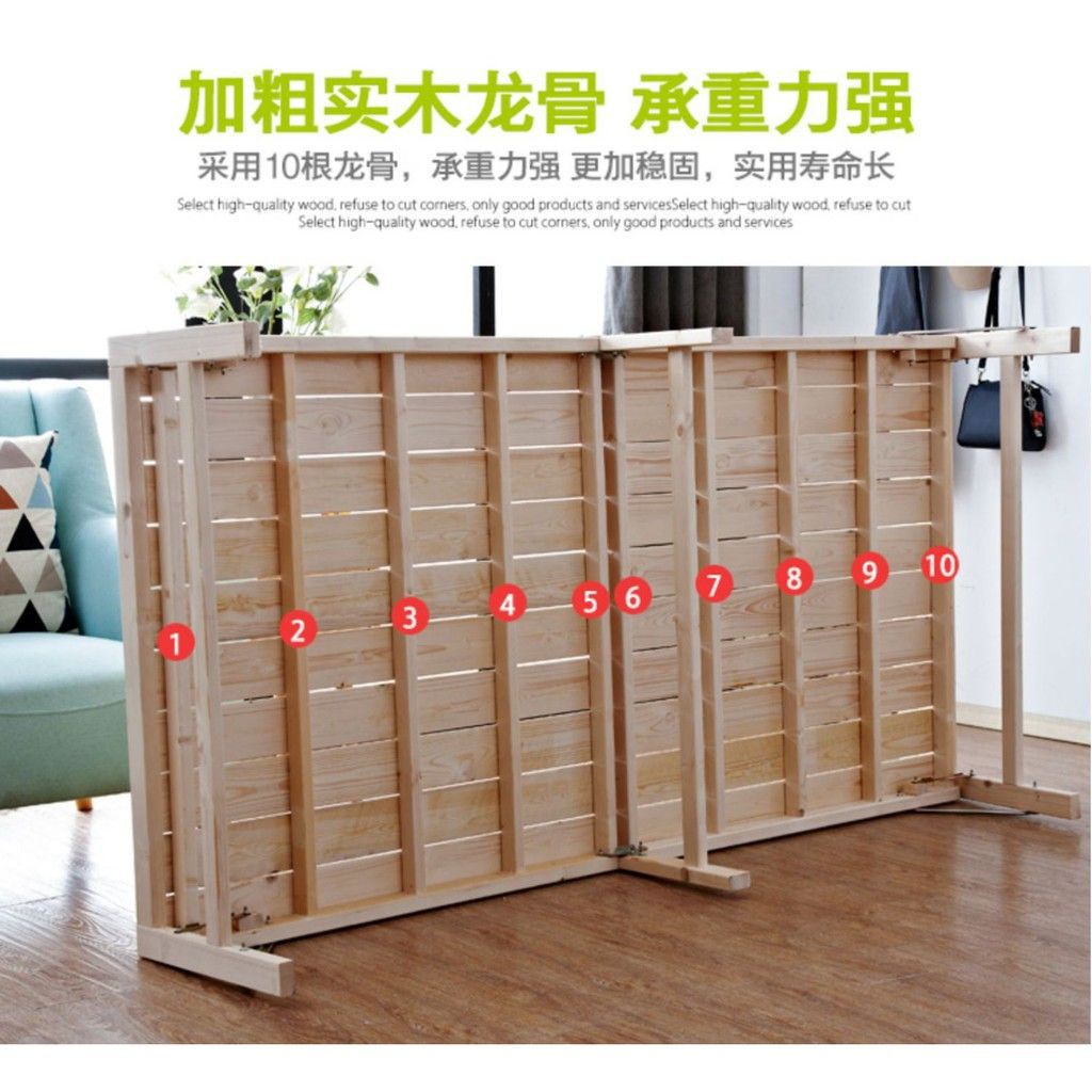 Giường xếp gỗ thông 60x195 tặng đệm lót  - giường gấp xếp gọn- giường gỗ thông cao cấp