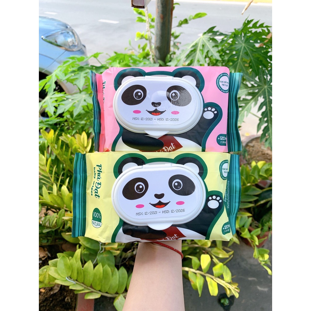[Mẫu mới] Khăn giấy ướt Phú Đạt hình gấu gói 120 tờ chính hãng không mùi, siêu mềm mại