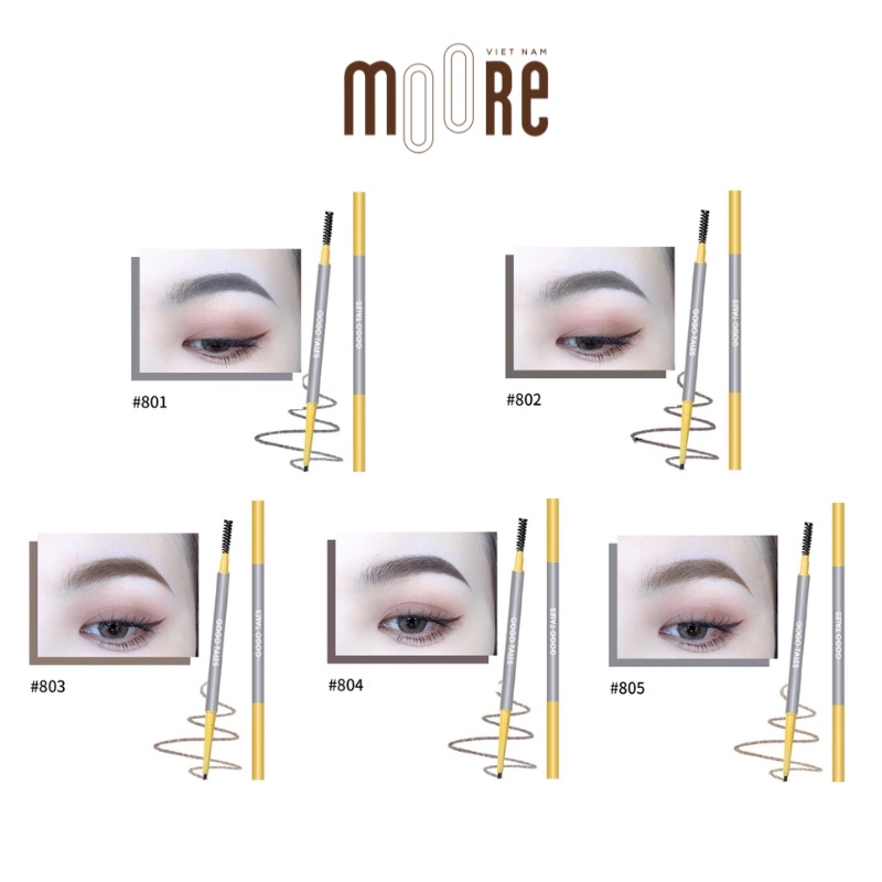 Chì kẻ mày ngang 2 đầu GOGO TALES Cloud mist brownpencil