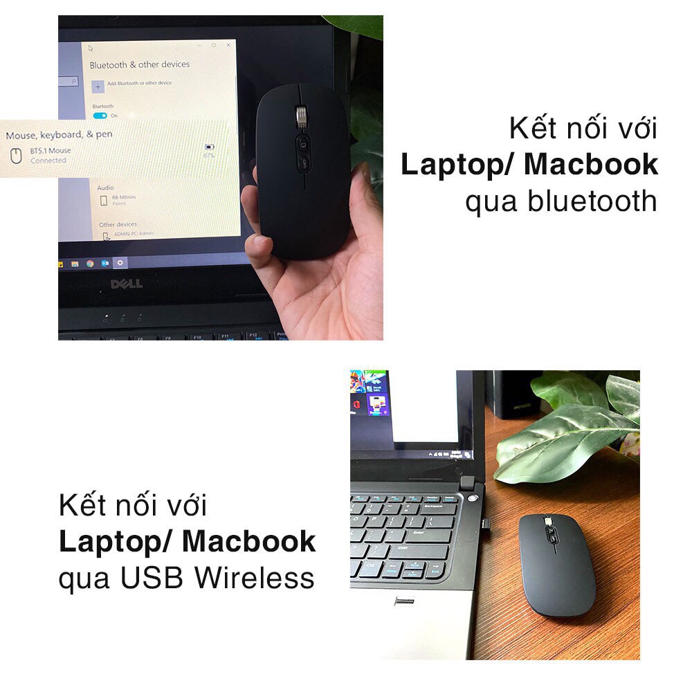 [Chuột Không Dây]-Chuột cao cấp M103 Wireless+Bluetooth sử dụng Laptop Macbook giá rẻ.