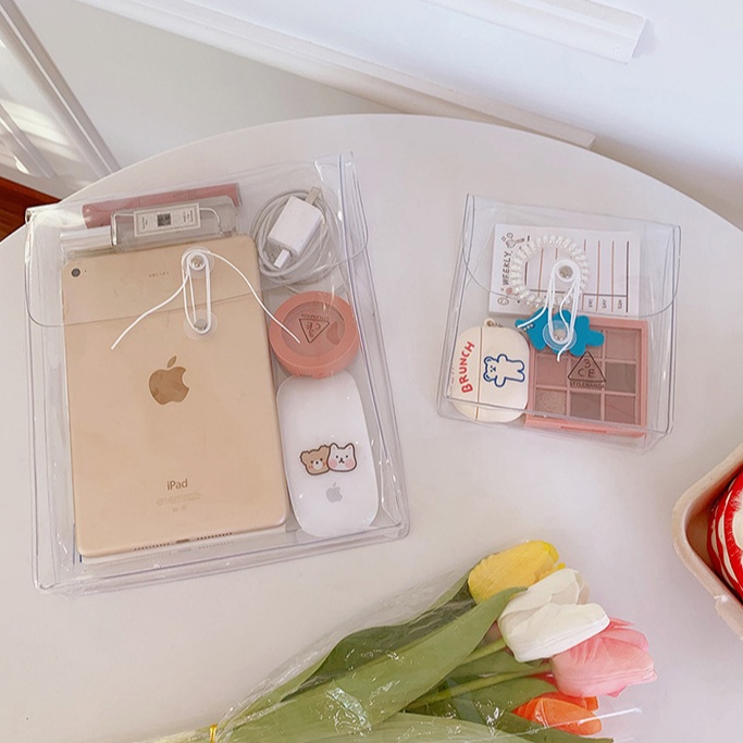 Túi lưu trữ PVC quanh co trong suốt túi lưu trữ dữ liệu văn phòng phẩm