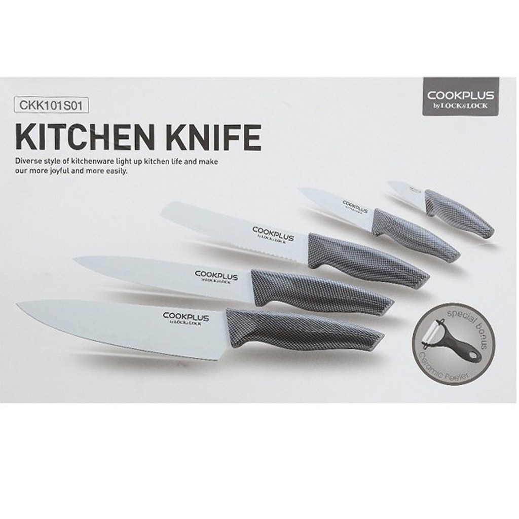 Bộ dao nhà bếp 6 món, bộ dao nhà bếp hợp kim thép phủ gốm ceramic OKR Store