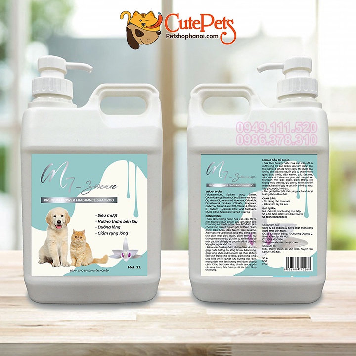 Sữa tắm cho chó mèo M7 Zoo Care can chai 500ml hương nước hoa Pháp siêu thơm - Phụ kiện thú cưng Hà Nội