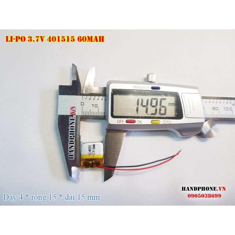 Pin Li-Po 3.7V 401515 401516 60mAh (Lithium Polyme) Cho Tai Nghe Bluetooth, Loa Bluetooth, Smartwatch, Chuột Máy Tính