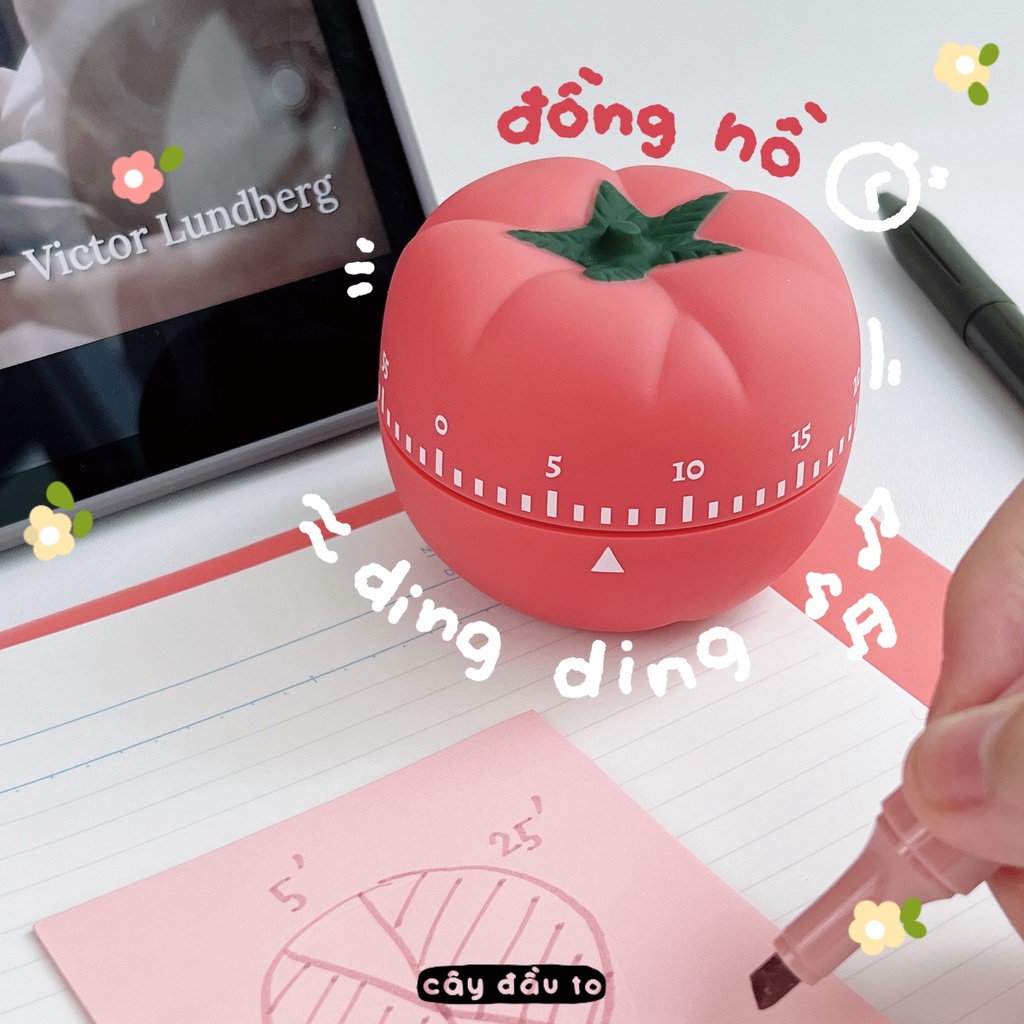 Đồng Hồ Pomodoro Ding Ding Hẹn Giờ Chuông Báo Động Chủ Đề Đồ Ăn Rau Củ Đồ Vật Dễ Thương Food Timer Cây Đầu To