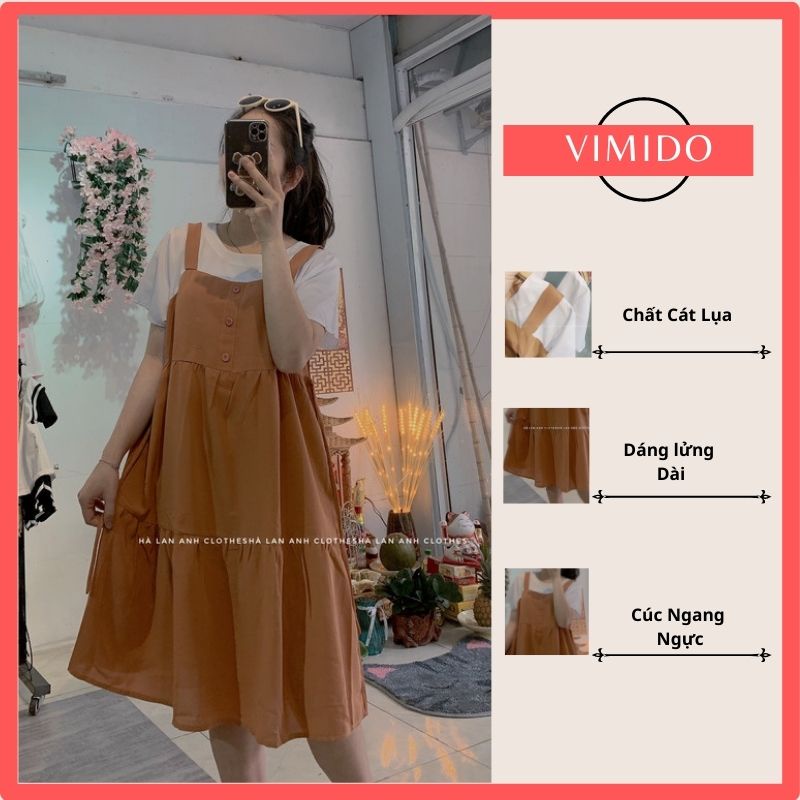 Đầm yếm bầu 2 dây hở lưng dáng maxi cổ yếm suông dài VIMIDO | BigBuy360 - bigbuy360.vn