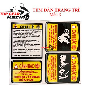 Decal Dán Tem Cảnh Báo Xe Máy <TOPGEAR>