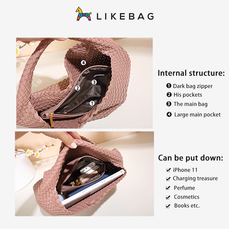 Túi tote lớn LIKEBAG đan dệt tay đa năng kèm ví nhỏ thời trang thời trang nữ