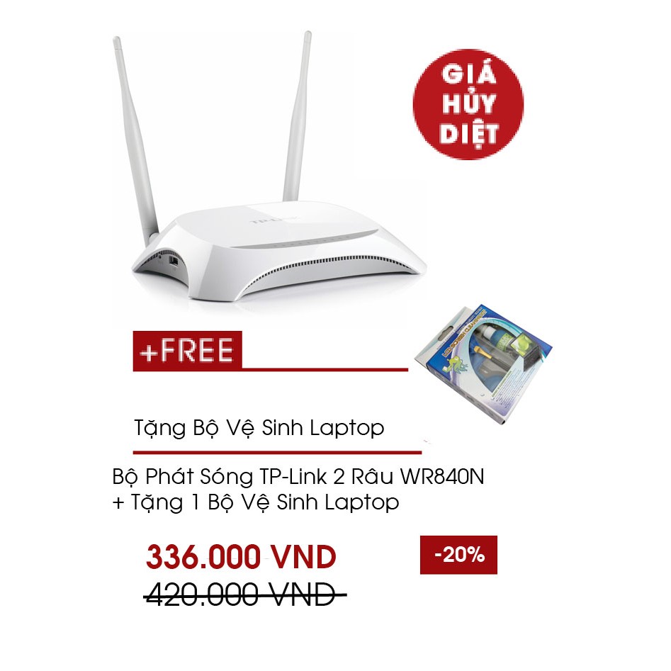 Mua TP-Link TL-WR840N - Router Wifi Chuẩn N 300Mbps Tặng Bộ Vệ Sinh Laptop