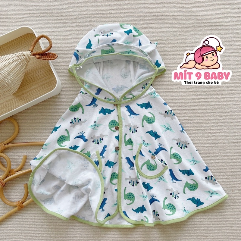 Áo choàng chống nắng, chống gió cho bé chất liệu cotton tặng kèm tấm chắn PVC có thể tháo rời