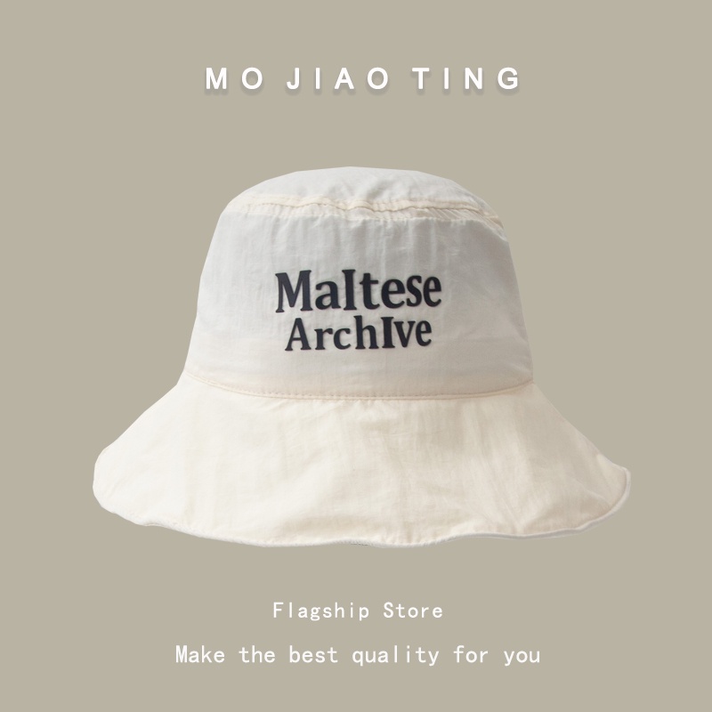 Mũ bucket mỏng rộng vành nhanh khô họa tiết chữ cái phong cách Nhật Bản thời trang mùa hè cho nữ