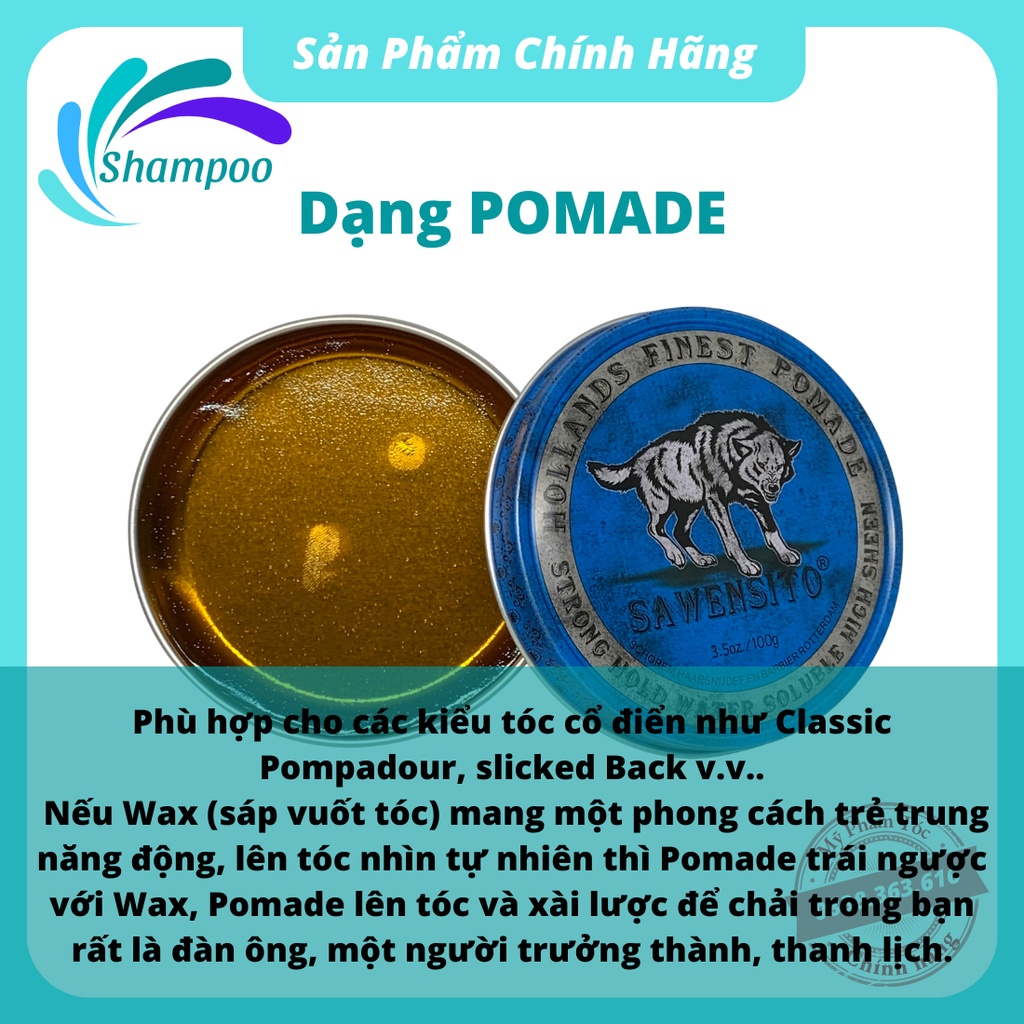 Sáp vuốt tóc nam tạo kiểu tóc SAWENSITO POMADE bóng mượt giữ nếp tóc
