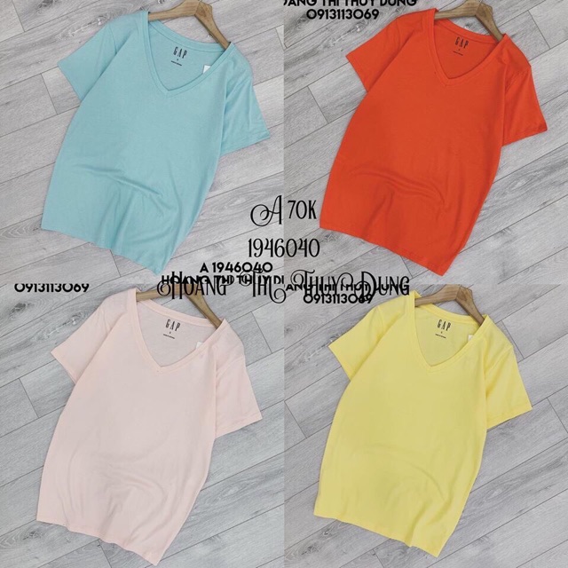Áo phông nữ cổ tim G.A.P áo thun nữ chất cotton lung linh nhiều màu 312