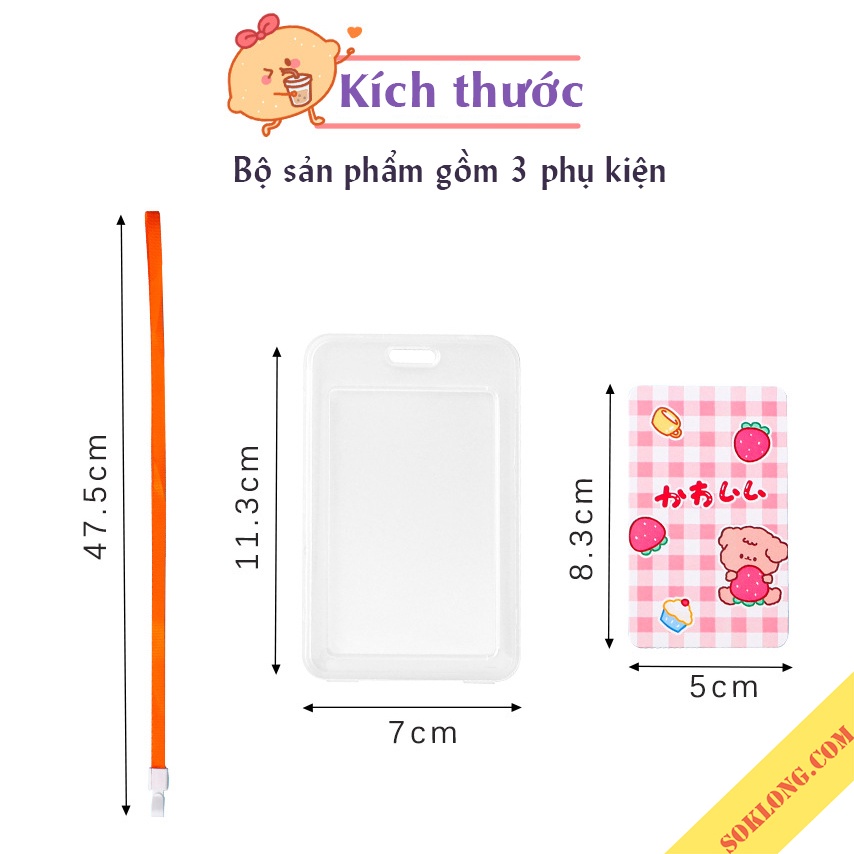 Dây đeo thẻ trong suốt K63 bao đựng thẻ cute card holder đựng thẻ sinh viên học sinh, thẻ bus dễ thương