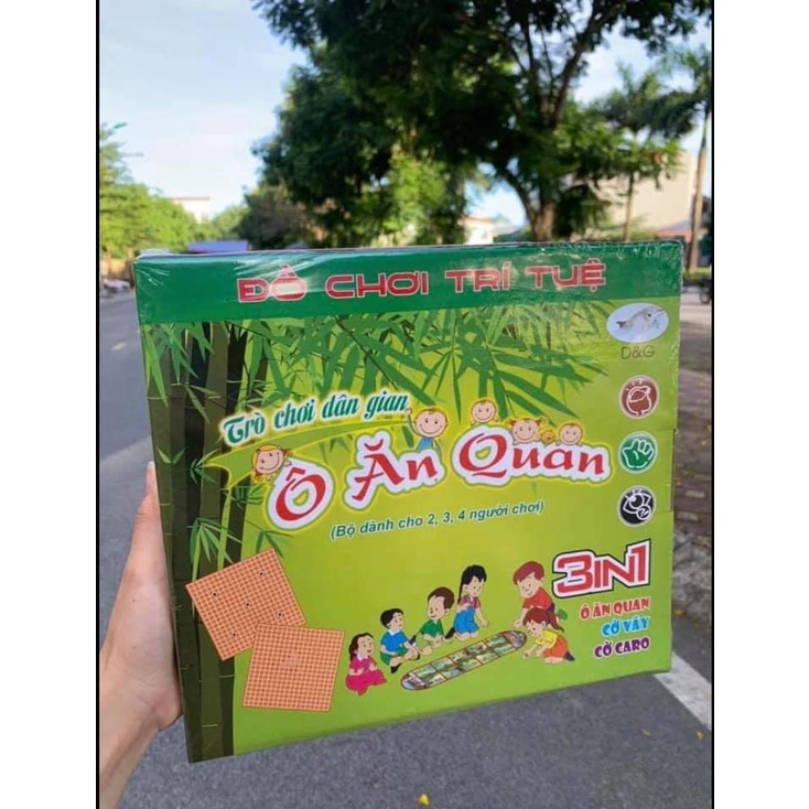 Đồ Chơi Trí Tuệ 3 in 1 - Ô Ăn Quan - Cờ Vây - Cờ Caro - Trò Chơi Dân Gian