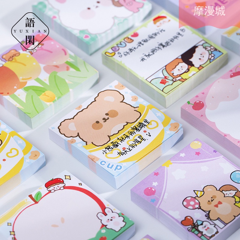 Bộ 100 Giấy Ghi Chú Với 8 Kiểu Khác Nhau Họa Tiết Hoạt Hình Xinh Xắn