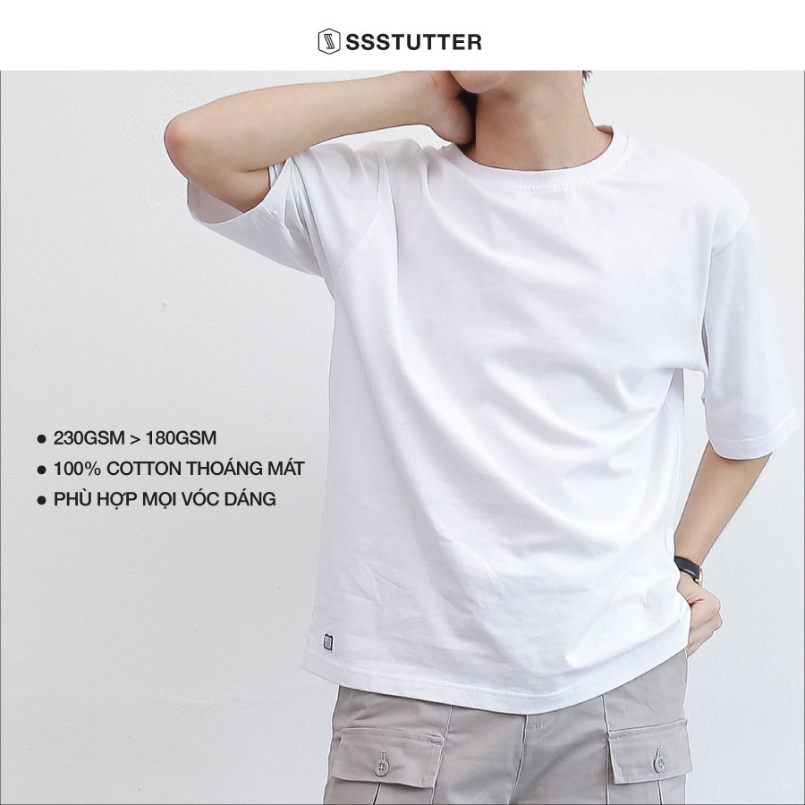 Áo thun Unisex Basic SSSTUTTER cổ tròn tay lỡ Cotton thoáng mát thấm hút mồ hôi Great Life Tee Premium