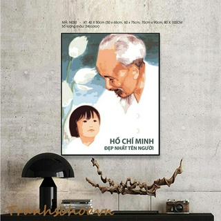 Tranh Sơn Dầu Số Hóa Bác Hồ Và Nhi Đồng Tiệm Nhà Mít Tranh Số Hóa Mã Tranh N030
