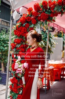 Áo dài nhung đỏ đô- tươi