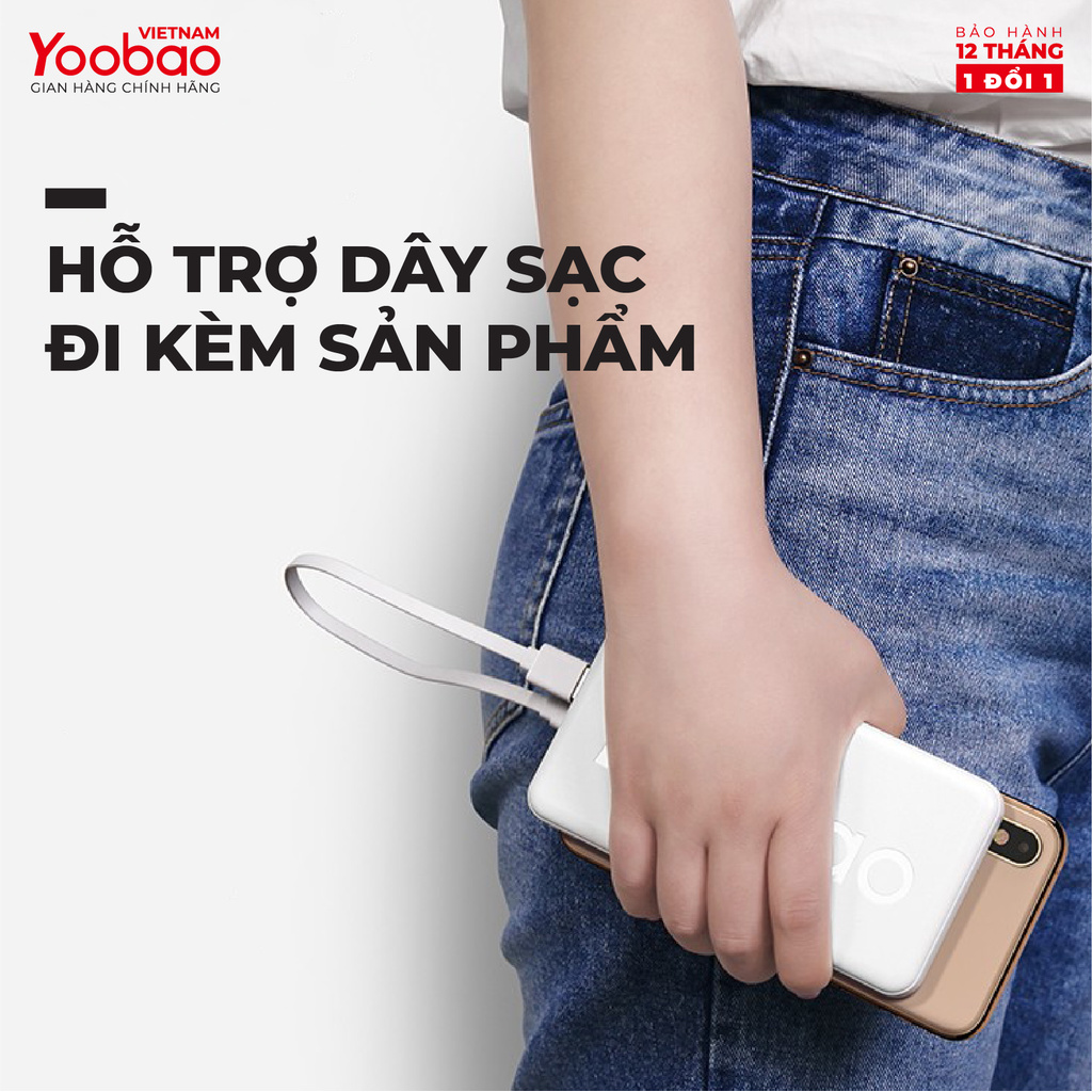 [TẶNG CÁP SẠC] Sạc dự phòng 10000mAh Yoobao P10T Sạc nhanh 2.1A  Thiết kế hiện đại, siêu mỏng, siêu nhẹ.