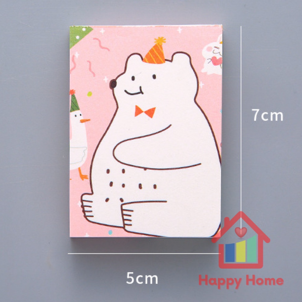 Giấy ghi chú, giấy note dễ thương hình gấu 100 trang Happy Home