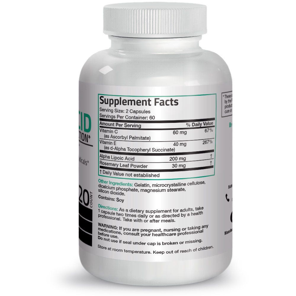 Organic Vitamin Alpha Lipoic Acid Complex - 120 viên Mỹ - Chống lão hóa, trẻ hóa da, ngừa tàn nhang và làm sáng da