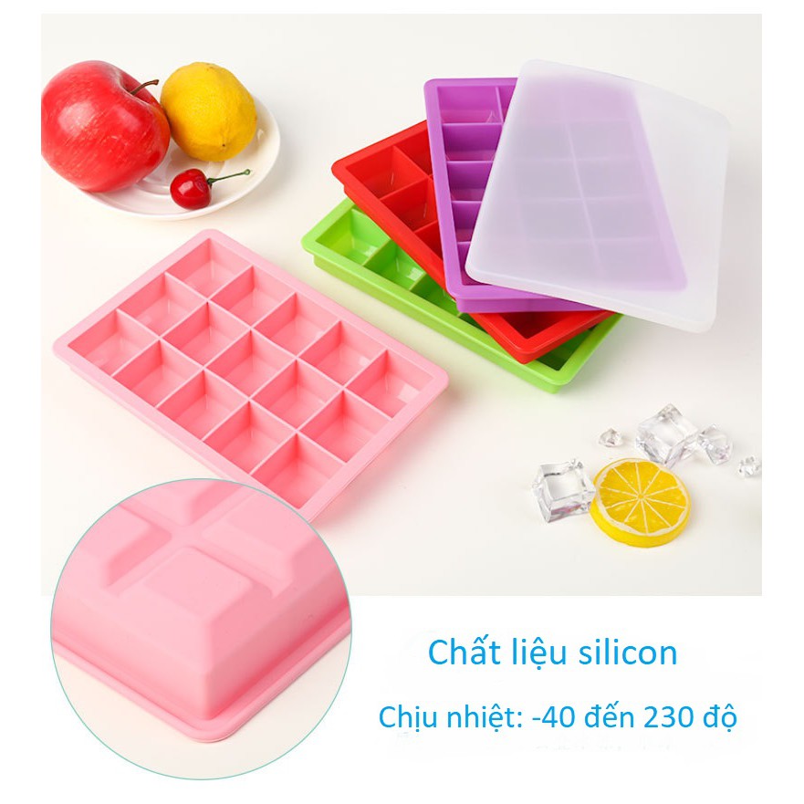 [Mã MKBC166 giảm 100K đơn 1tr3] Khay trữ đông silicon có nắp 15 ô 20ml