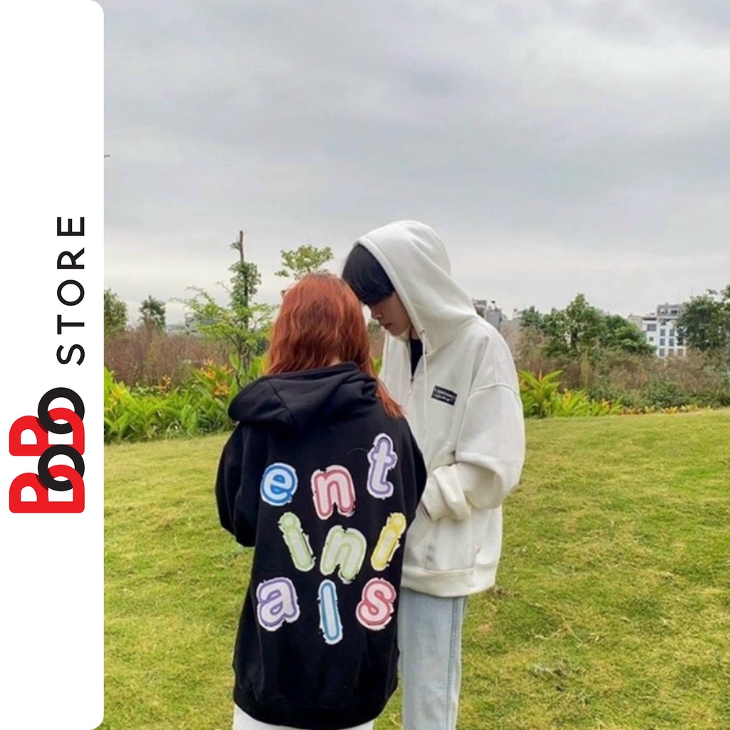 Áo khoác nỉ in họa tiết chữ phía sau, có khóa kéo, form rộng dành cho nữ nam - BoBo Store